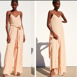 Zara peach floral jumpsuit NWT
